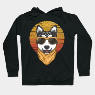 Husky Dog Retro Sunset Hoodie